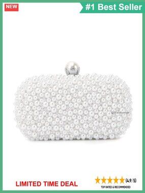 Pearl Beaded Clutch Evening Handbag Bridal Formal Chain Crossbody